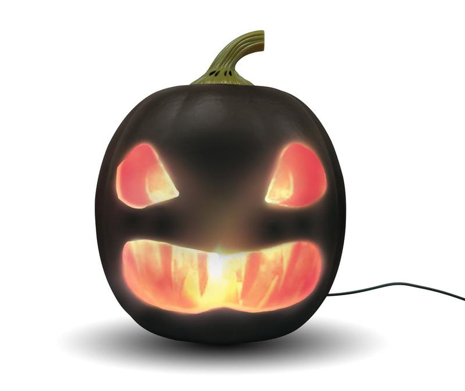 ANIMAT3D Jabberin' Jack Motion Sensor 12 Inch XL Talking Animated Black Pumpkin with Built in Video Projector, Speaker and Motion Sensor Includes 80 Minutes of Content
