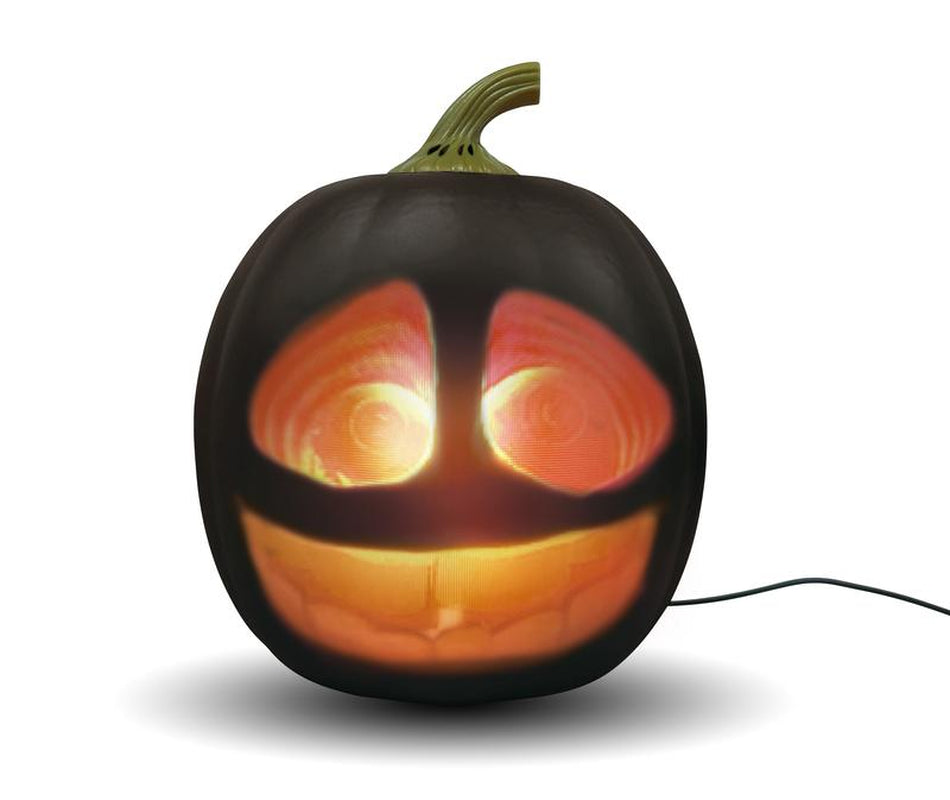 ANIMAT3D Jabberin' Jack Motion Sensor 12 Inch XL Talking Animated Black Pumpkin with Built in Video Projector, Speaker and Motion Sensor Includes 80 Minutes of Content