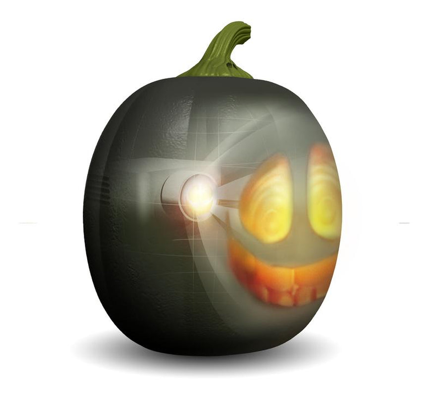 ANIMAT3D Jabberin' Jack Motion Sensor 12 Inch XL Talking Animated Black Pumpkin with Built in Video Projector, Speaker and Motion Sensor Includes 80 Minutes of Content