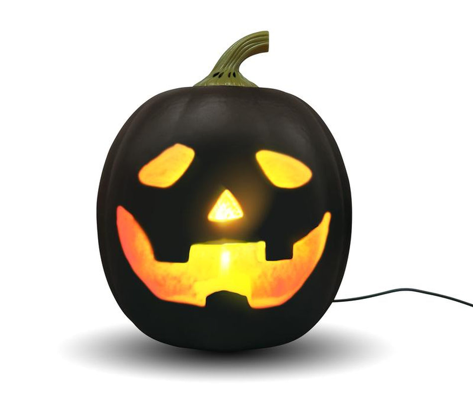 ANIMAT3D Jabberin' Jack Motion Sensor 12 Inch XL Talking Animated Black Pumpkin with Built in Video Projector, Speaker and Motion Sensor Includes 80 Minutes of Content
